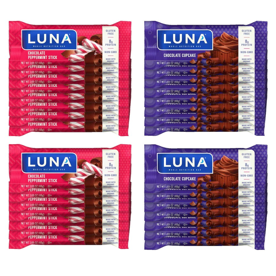 Waardevol Clif Bar | Luna Chocolade Cupcake & Chocolade Pepermunt Stick Variatiepakket, 30 Repen