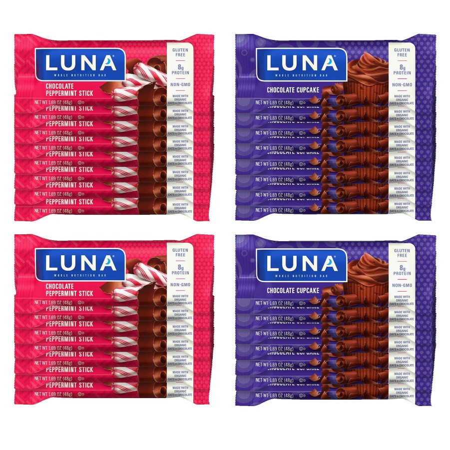 Gewild Worden Clif Bar | Luna Chocolade Cupcake & Chocolade Pepermunt Stick Variatiepakket, 30 Repen