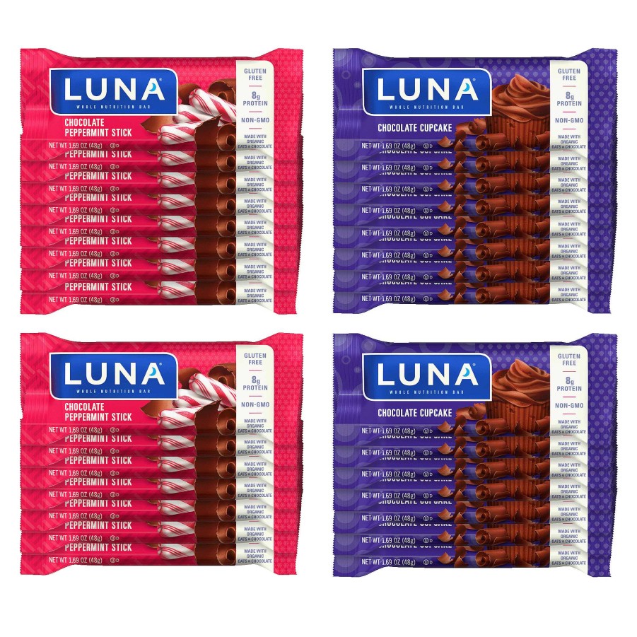 Luna Clif Bar | Luna Chocolade Cupcake & Chocolade Pepermunt Stick Variatiepakket, 30 Repen